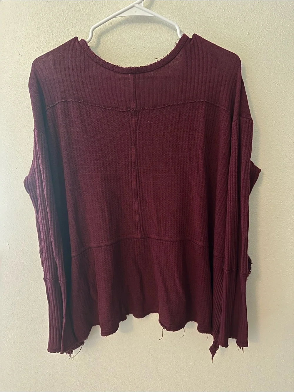 Free people waffle knit burgundy top